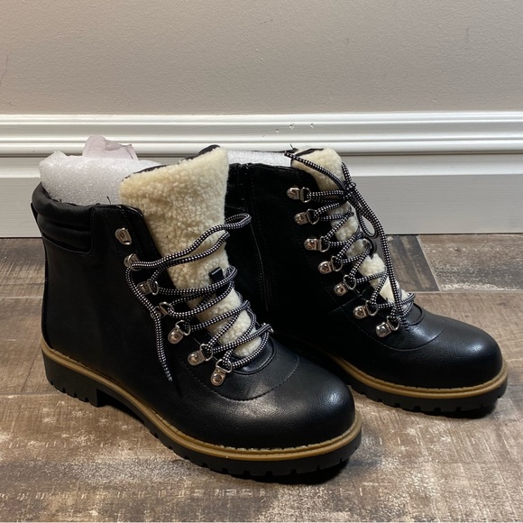 Style & co women’s lace up lug soles faux leather black boots size 9M NEW - Picture 7 of 7